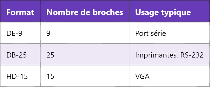 Connecteur D-Sub (D-Sub) : structure et usages Connecteur D-Sub (D-Sub) : structure et usages